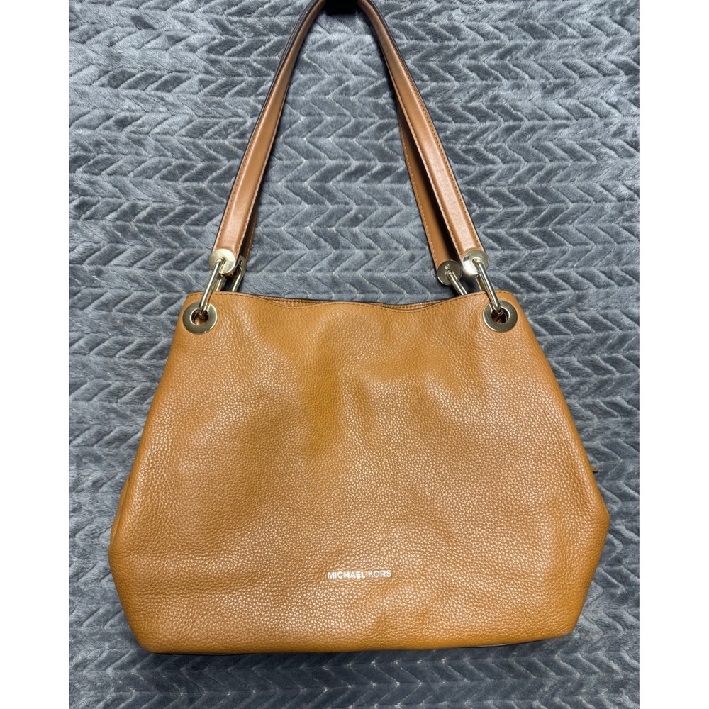 Michael Kors Luggage Brown Pebbled Leather Triple Compartment Shoulder Bag‎ Tote